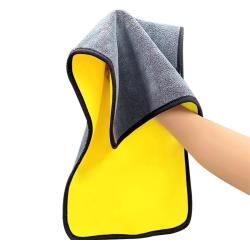 美家日记 双面抹布 洗车毛巾 75*35cm 黄灰 2片 吸水纤维绒