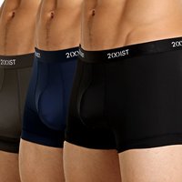 2(x)ist 男士微速干无痕平角内裤 3件装 黑/炭灰/海军蓝 大码