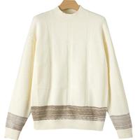 晚白2025春款时尚简约高弹绵羊毛套头针织衫气质高级感慵懒风毛衣女 米杏色 S