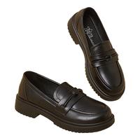 大东方跟乐福鞋女时尚简约圆头女单鞋百搭通勤小皮鞋5061 黑色 38