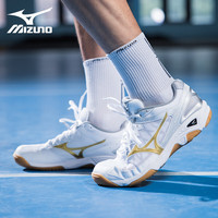 美津浓（MIZUNO）排球鞋男女缓震透气耐磨室内羽毛球鞋乒乓球鞋专项综合训练鞋 白金 WAVE SUPERSONIC CN 40 =255mm