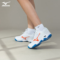 美津浓(MIZUNO)排球鞋男女缓震透气耐磨室内羽毛球鞋乒乓球鞋专项综合训练鞋 白蓝红 WAVE SUPERSONIC CN 44 =285mm