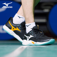 美津浓(MIZUNO)排球鞋男女缓震透气耐磨室内羽毛球鞋乒乓球鞋专项综合训练鞋 黑白绿 WAVE MOMENTUM PRO 39 =250mm
