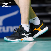 美津浓（MIZUNO）排球鞋男女缓震透气耐磨室内羽毛球鞋乒乓球鞋专项综合训练鞋 黑白绿 WAVE MOMENTUM PRO 36.5 =230mm