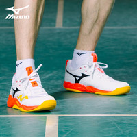美津浓（MIZUNO）排球鞋男女缓震透气耐磨室内羽毛球鞋乒乓球鞋专项综合训练鞋 白橙黄 WAVE MOMENTUM PRO 38 =240mm