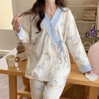 婧麒月子服夏季薄款产后哺乳怀孕期睡衣春秋产妇家居两件套装