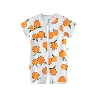 aqpa 婴儿纯棉连体衣幼儿爬服夏季新生宝宝衣服薄款哈衣 心想事橙 59cm
