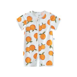 aqpa 婴儿纯棉连体衣幼儿爬服夏季新生宝宝衣服薄款哈衣 心想事橙 59cm