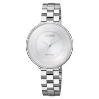 CITIZEN 西铁城 花语风吟系列 EM0600-87A 女士光动能手表 31mm 银盘 银色不锈钢表带 圆形