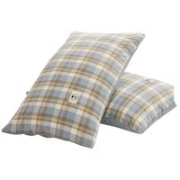 素时代枕套 A类色织纯棉枕套一对单人枕头套宿舍家用 48*74cm 简约蓝【色织纯棉】