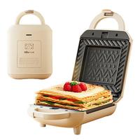 Bear 小熊 三明治机早餐机 吐司面包机华夫饼机可拆双盘 加厚封边多功能热压三明治机双面压烤SMZ-J07S1