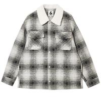 杰克·琼斯（JACK&JONES）男装春秋logo刺绣格纹织花设计宽松翻领毛呢大衣外套224427022 E04军绿色 S 170 170/92A/S