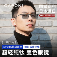  ZEISS/蔡司 变色防蓝光 男士眼镜  黑枪框