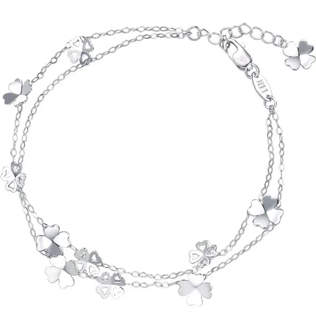 Chow Sang Sang 周生生 Loving Hearts「心影」系列 54284B 四叶草Pt950铂金手链 19cm 3g