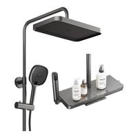 九牧（JOMOO）花洒淋浴套装钢琴键贴墙大置物喷枪自动除垢顶喷淋浴器套装花洒 【枪灰人气】大置物除垢36651