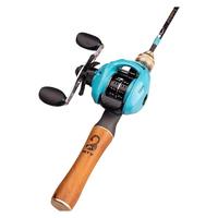 猎魔人魔影二代碳素实木马口竿超软UL调路亚竿水滴轮套装白条钓竿渔杆 1.68m 左手青色水滴轮套装