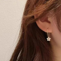 花饰庄园链条流苏仙气花朵耳环女夏季小众感耳饰潮耳钉耳坠 链条流苏花朵耳环