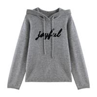 自巧小个子MIU系绣花连帽针织衫女2024秋冬套头气质慵懒上衣 水貂灰 S (3码)