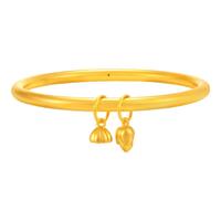 爱恋两世欢黄金手镯三生三世古法莲蓬999足金素圈手镯 58圈号 约13.3g 多退少补