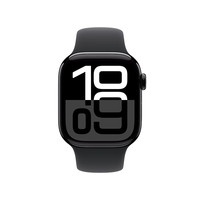 苹果 Apple Watch Series 10 智能手表 GPS款 42mm 亮黑色铝金属表壳 黑色橡胶表带 M/L