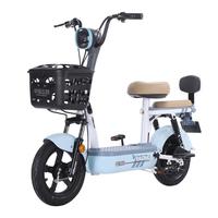 飞鸽 FLYING PIGEON电动自行车40公里长续航电动车铅酸电池48V12Ah电瓶车新国标上班代步小电驴源彩蓝灰
