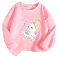 真维斯(Jeanswest)儿童t恤纯棉女童春秋长袖中大童打底衫宽松可爱上衣女孩童装 粉 小仙鹿 150cm