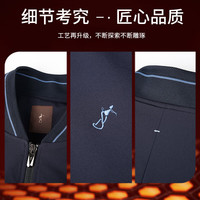 才子（TRIES）夹克男外套春秋季上衣男士简约纯色棒球服立领商务中青年行政风 深蓝色 4XL (190/104A)