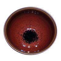 建缘天成 【非遗-叶礼旺手工作品】建盏茶杯仿古红兔毫盏杯黑釉陶瓷主人杯 9cm红兔毫束口(多釉泪)
