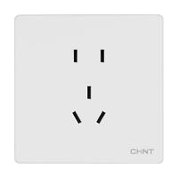 正泰（CHNT）开关插座面板奶油风家用墙壁开关网线空调暗装86型五孔插座6R白色 斜五孔（10只装）