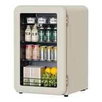 哈士奇HCK冰吧客厅冰箱家用复古办公室公寓酒店微距嵌入式冷藏一级节能小型饮料柜 67升 GC-68-SA-奶茶色