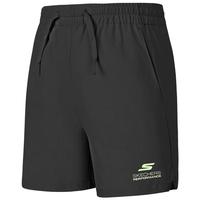 Skechers斯凯奇儿童夏季短裤男女童休闲时尚透气舒适户外运动裤P225K070 碳黑/0018 140