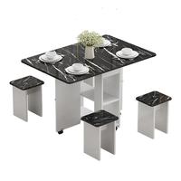 酷林KULIN折叠餐桌 家用黑色桌面带储物柜可移动 小户型餐桌椅可伸缩饭桌 折叠餐桌黑色 120×80CM 单桌