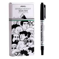 马利 C7816 双头勾线签字笔 黑色 10支装