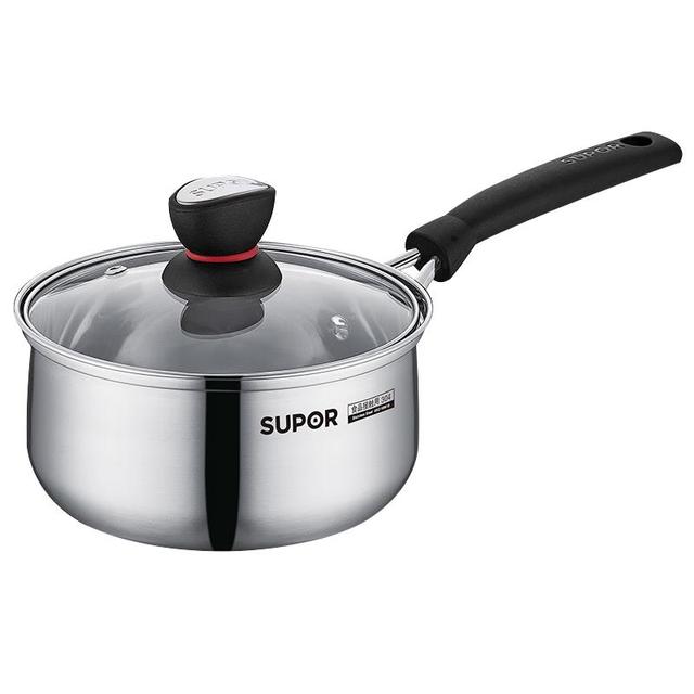 苏泊尔 小红圈304不锈钢奶锅煮面锅辅食锅16cm明火专用ST16H1