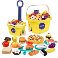 纽奇（Nukied）儿童玩具切切乐可剥切水果蔬菜仿真厨房过家家男女孩新年玩具 果蔬款25件套【升级红色折叠篮】