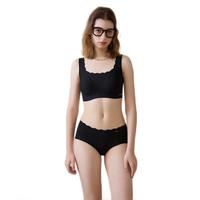 TEENIE WEENIE小熊夏季薄款内衣女小胸聚拢胸罩无钢圈无痕文胸套装 黑色 均码【参考85-130斤】