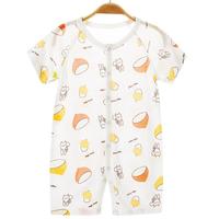 婴儿竹纤维衣服短袖连体衣夏薄款新生儿宝宝衣服0-3个月6夏季爬服 松鼠栗子 59cm