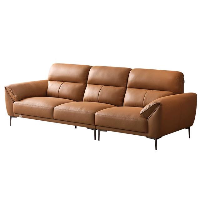 全友 头层牛皮沙发客厅大户型极简四人直排真皮沙发组合脚踏112021 2.61m沙发