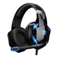 KOTION EACH 因卓 G2000 基础版 耳罩式头戴式有线耳机 黑蓝色 3.5mm双插+USB口