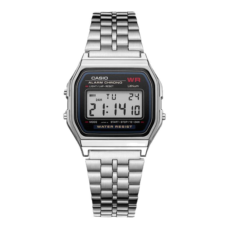 卡西欧（CASIO）男表小金表小方块运动男女电子表 送A159WA-N1D