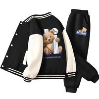 马克华菲男童套装2024春秋款中大童上衣男孩衣服儿童春装棒球服外套潮 【m漫游中】藏青+藏青裤 150 m漫游中_双藏青+m漫游中藏青裤