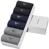 SEPTWOLVES 七匹狼 男士中筒袜套装 A672 6双装(黑色*2+灰色*2+深蓝*2)