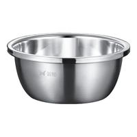 SUNCHA 双枪 304不锈钢盆和面盆家用厨房加厚打蛋洗菜沥水篮漏盆汤盆铁盆 304钢盆28cm