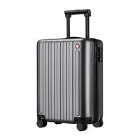 十字勋章瑞士自行行李箱大容量轻音拉杆箱商务登机差旅箱20英寸 深灰色-钢轴承自行轮 越推越轻 20寸