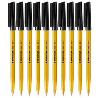 STAEDTLER 施德楼 430F-9 拔帽式圆珠笔 黑色 0.5mm 10支装