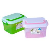 CHAHUA 茶花 收纳箱收纳盒小号透明整理箱塑料储物箱手提带盖玩具零食化妆品首饰收纳盒 (买I送I)6.5L绿色