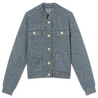 对白高级感织小香风针织开衫女2025春装复古慵懒风宽松上衣 星夜蓝 S