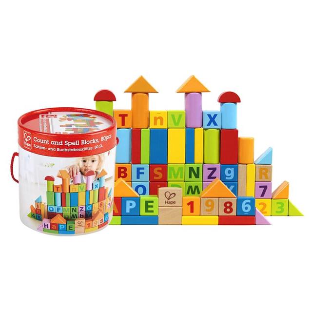 Hape E8402 益智积木 桶装 80颗粒