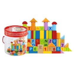 Hape 大颗粒桶装80粒桶装数字积木 100%山毛榉 1-3Y