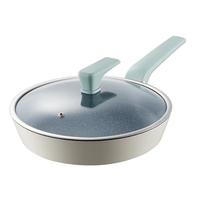 炊大皇 平底锅不粘锅 麦饭石色多功能煎锅26cm 电磁炉通用倾城QCM26PA 【倾城】麦饭石色煎锅26cm